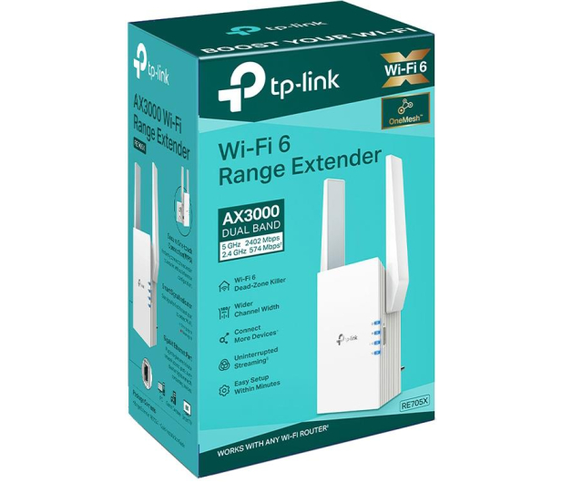TP-Link RE705X LAN (802.11b/g/n/ax 3000Mb/s) plug repeater - 1062048 - zdjęcie 4